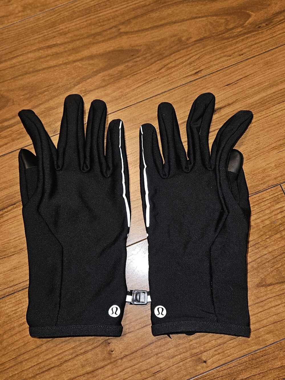 lululemon athletica Black Lightweight Running Gloves with Reflective Trim